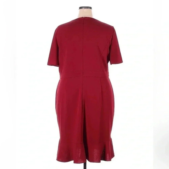 Kasper | Red Wine Fit & Flare Silhouette Ruffle Hem Cocktail Midi Dress Size XXL - Picture 3 of 5